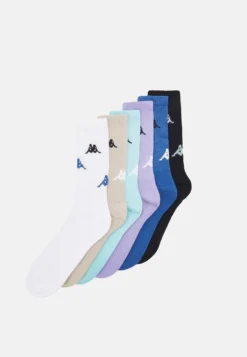 Kappa Crew Socks 6 Pack - Calcetines De Deporte - Adriatic Blue/Brown Rice/Bright White/Lavender Frost/Eggshell Blue/Caviar
